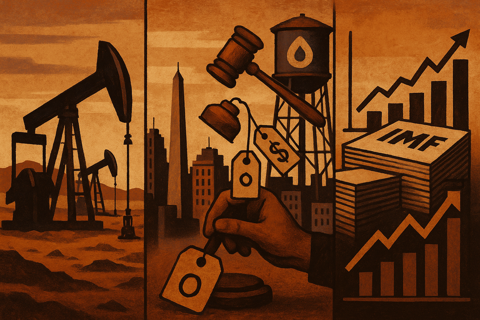 Ilustración editorial: modelo económico de Milei